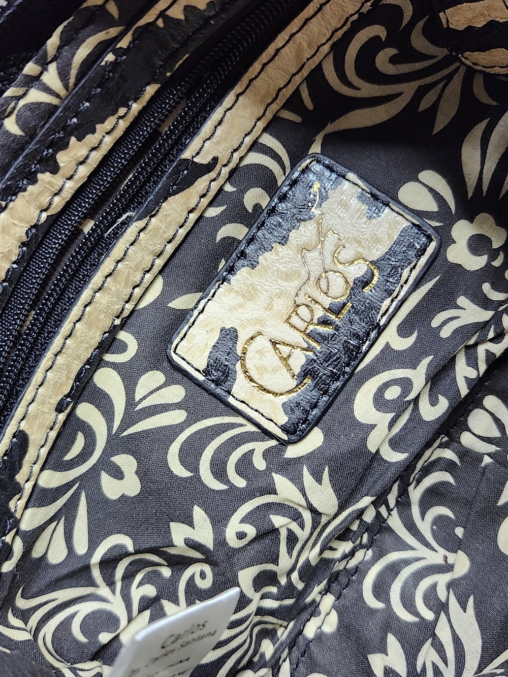 Carlos Wristlet Clutch in Black and Cream with Gold Accent - Picture 5 of 6